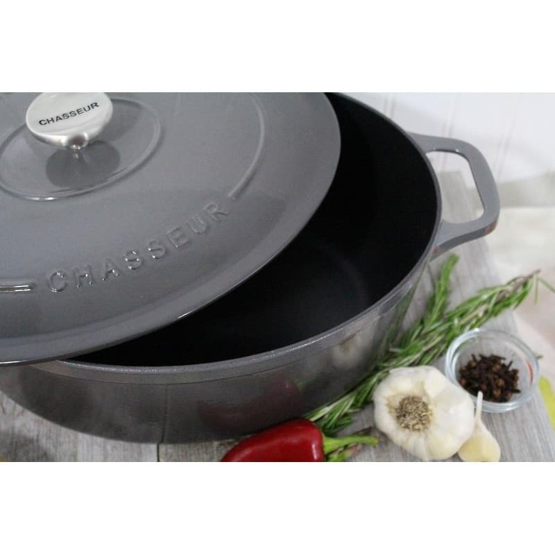 Chasseur 6-quart Caviar-Grey Enameled Cast Iron Oval Dutch Oven