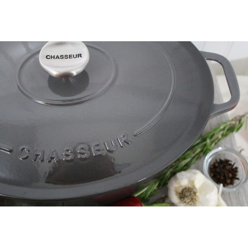 Chasseur 6-quart Caviar-Grey Enameled Cast Iron Oval Dutch Oven