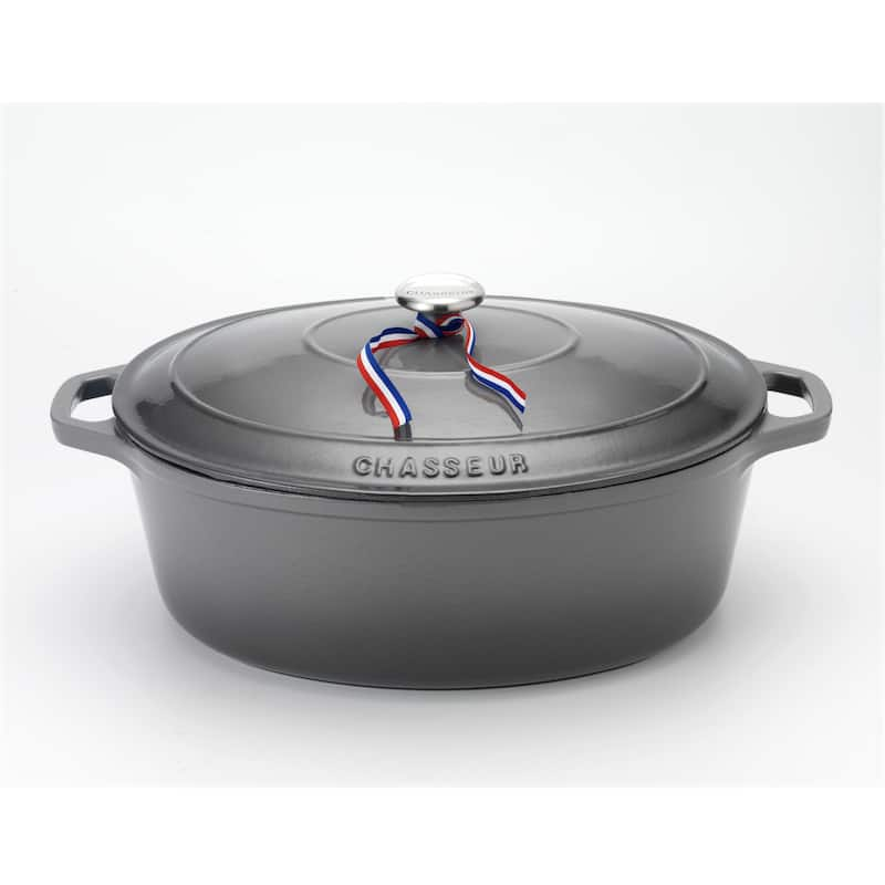 Chasseur 6-quart Caviar-Grey Enameled Cast Iron Oval Dutch Oven