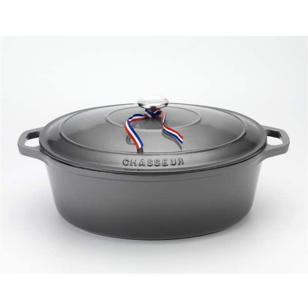 Chasseur 6-quart Caviar-Grey Enameled Cast Iron Oval Dutch Oven - Bed Bath  & Beyond - 15210045