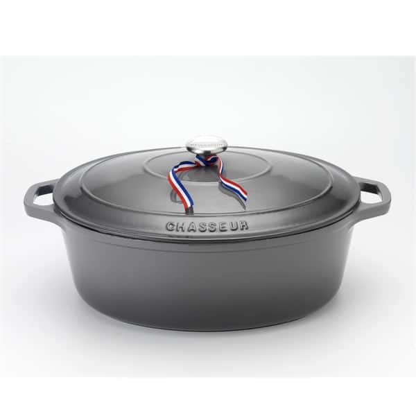 Chasseur 3.8-quart Caviar-Grey Enameled Cast Iron Oval Dutch Oven - On Sale  - Bed Bath & Beyond - 15210048