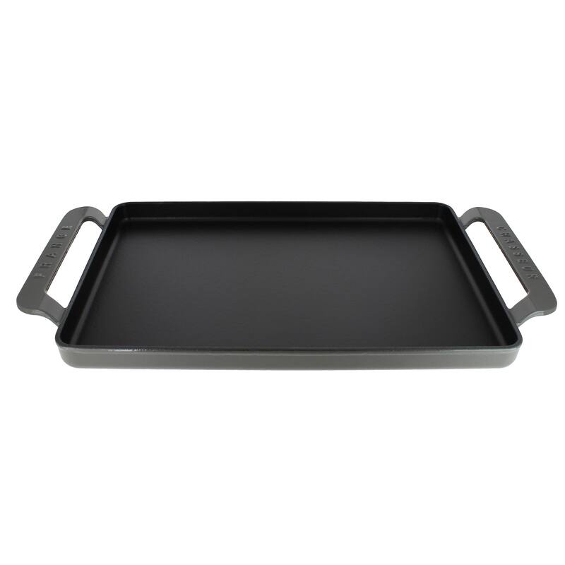 Chasseur 14-inch Caviar-Grey Rectangular French Enameled Cast Iron Griddle