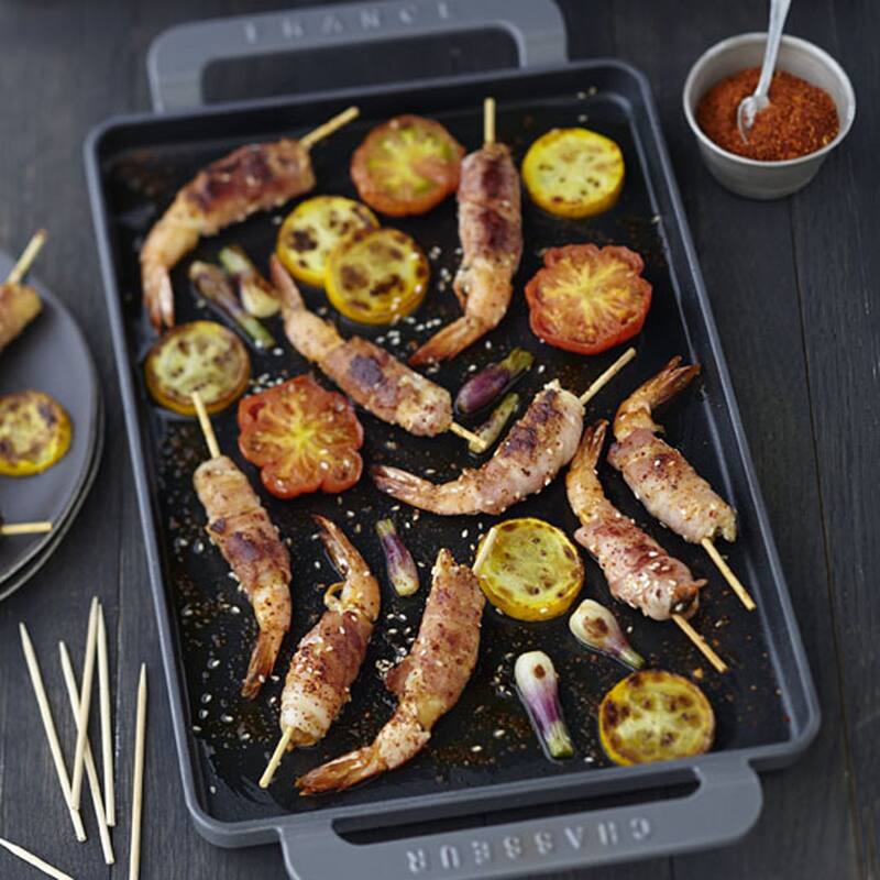 Chasseur 14-inch Caviar-Grey Rectangular French Enameled Cast Iron Griddle