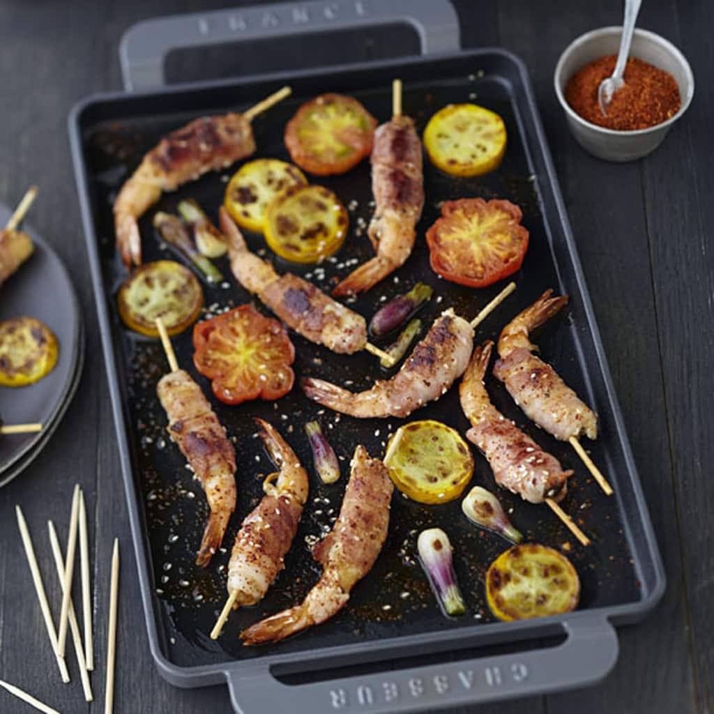 Chasseur 14-inch Caviar-Grey Rectangular French Enameled Cast Iron Griddle