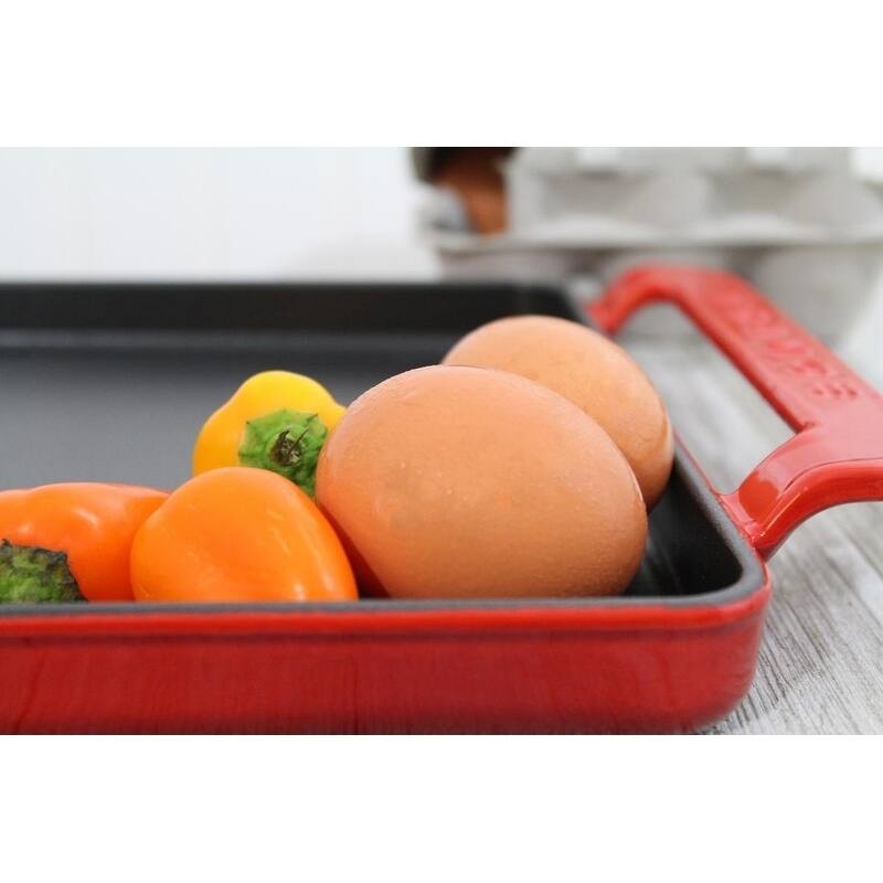 Chasseur 14-inch Red Rectangular French Enameled Cast Iron Griddle