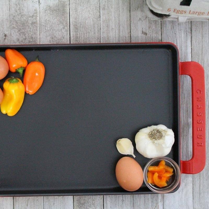 Chasseur 14-inch Red Rectangular French Enameled Cast Iron Griddle