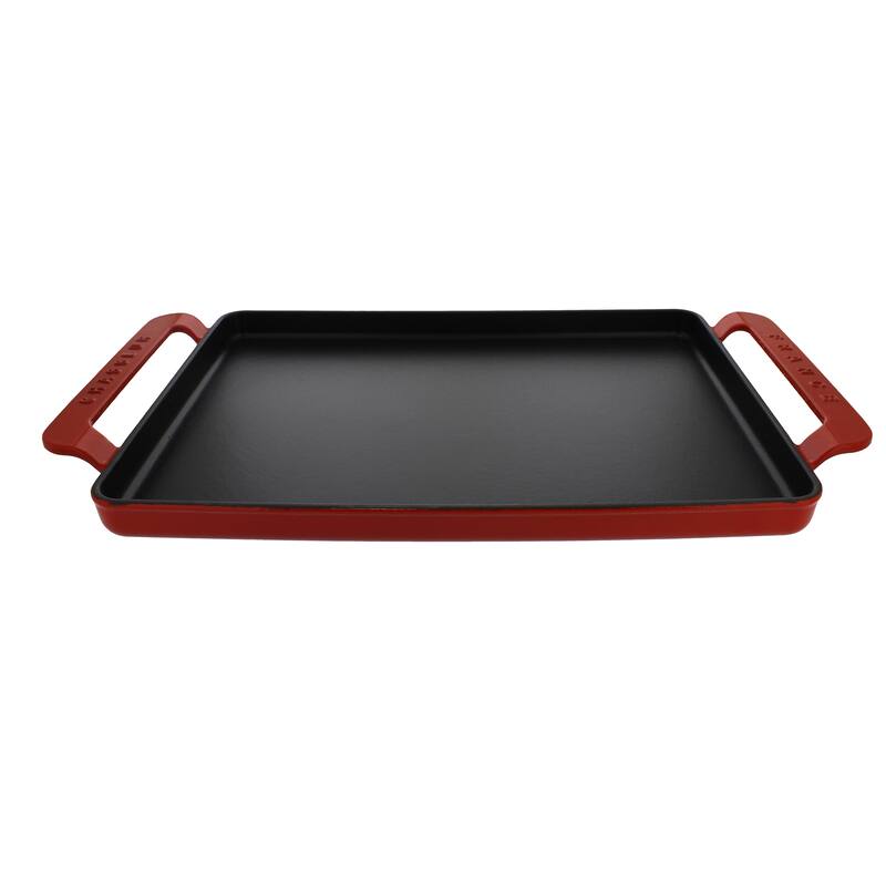 Chasseur 14-inch Red Rectangular French Enameled Cast Iron Griddle