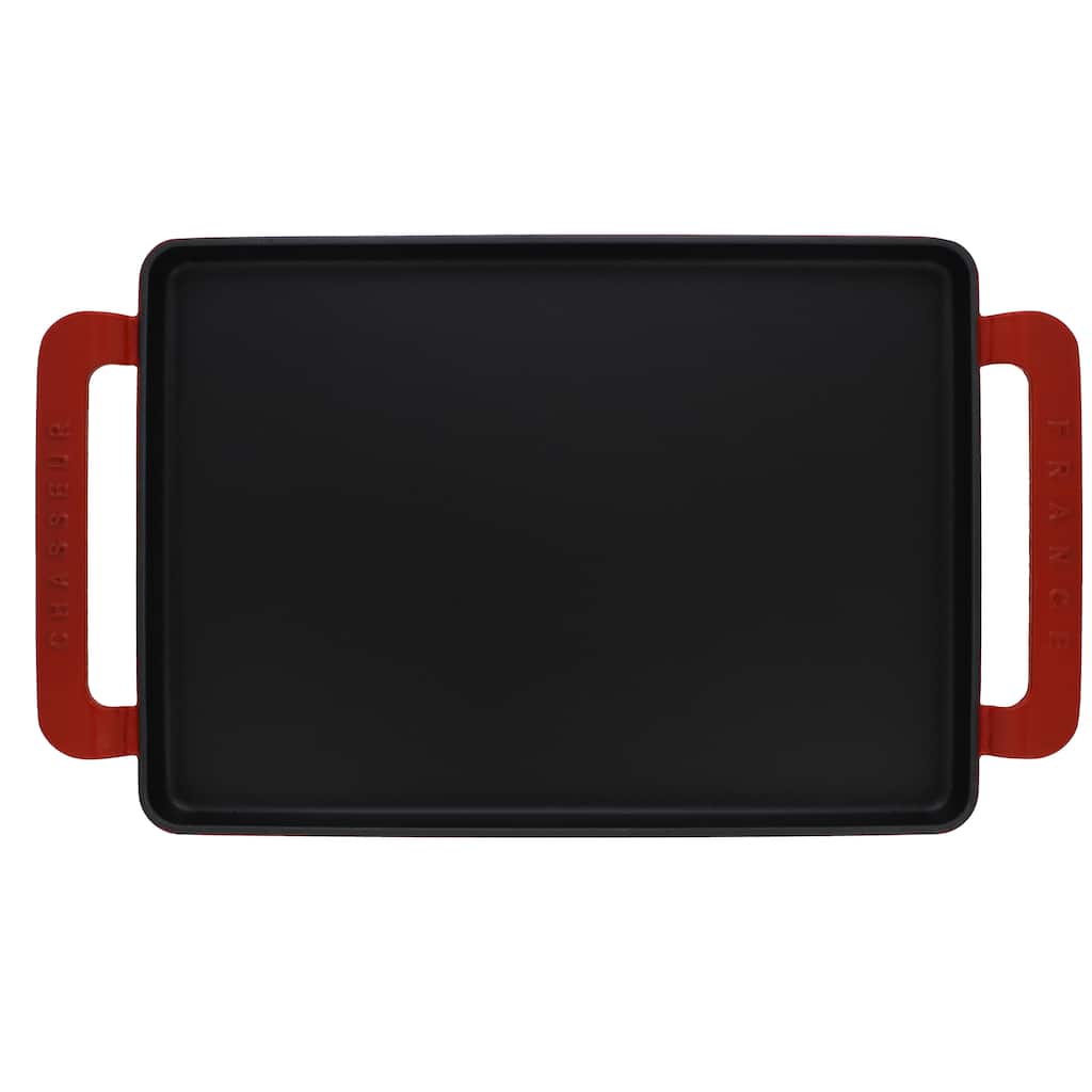 Chasseur 14-inch Red Rectangular French Enameled Cast Iron Griddle