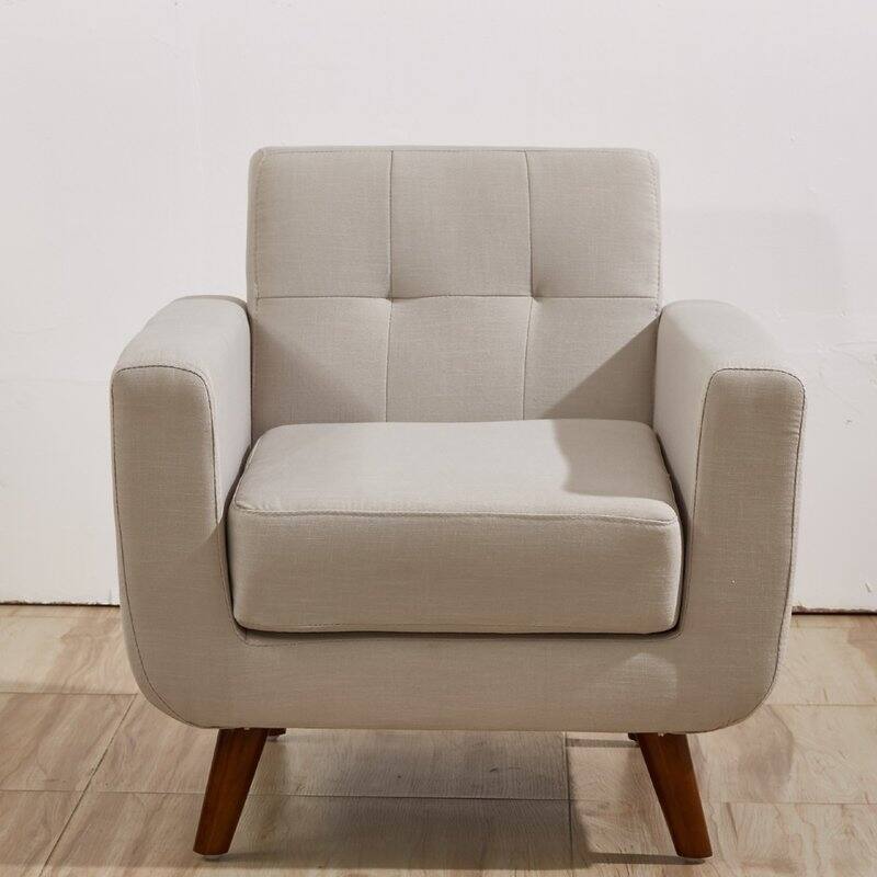 Grace Mid-Century Tufted Upholstered Rainbeau Living Room Sofa, Loveseat, and Chair 3-piece Set
