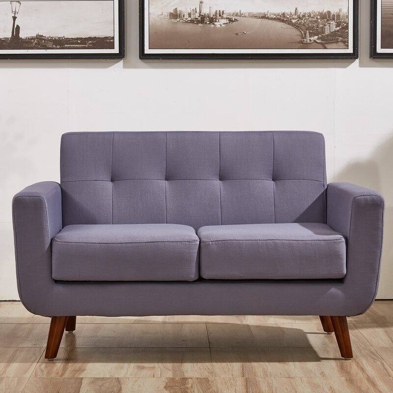 Grace Mid-Century Tufted Upholstered Rainbeau Living Room Sofa, Loveseat, and Chair 3-piece Set