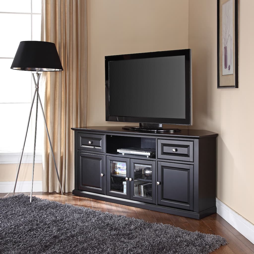 Black 60-inch Corner TV Stand