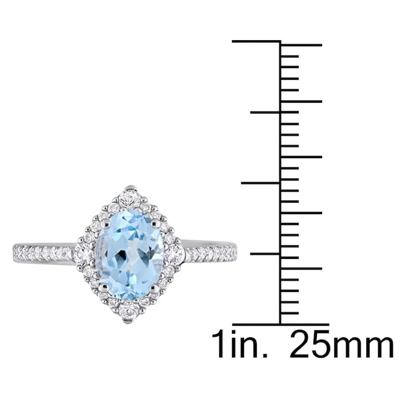 Miadora 10k White Gold Sky-Blue Topaz White Sapphire 1/4ct TDW Diamond Ring