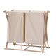 preview thumbnail 5 of 3, Collapsible Wood X-Frame Double Laundry Hamper Sorter