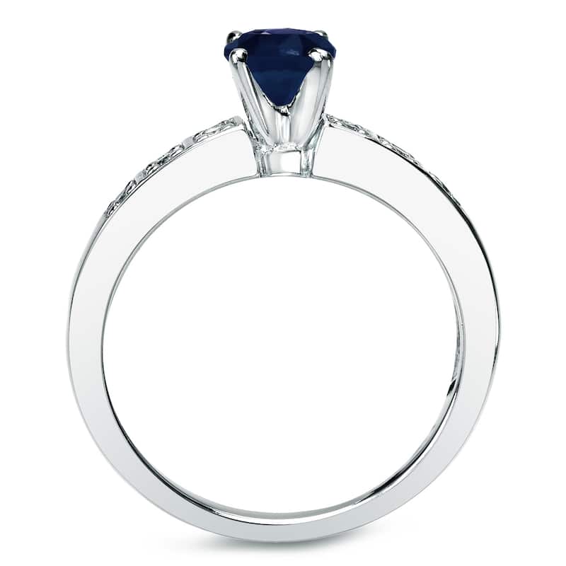 Platinum 4/5ct Sapphire and 1/5ct TDW Diamond Engagement Ring Set by Auriya