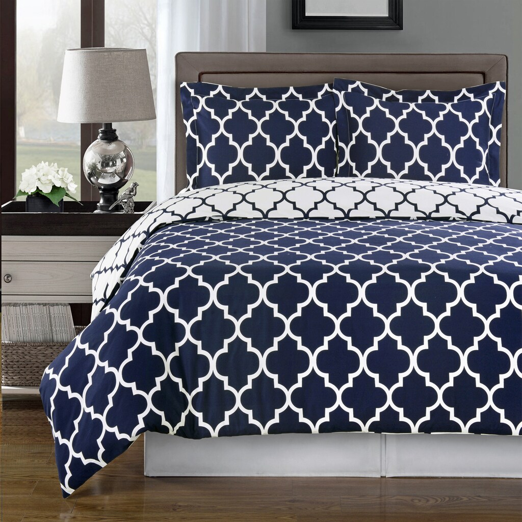 Meridian Cotton Navy And White Duvet Cover 3 Piece Set Meridian Cotton Navy And White Duvet Cover 3 Piece Set