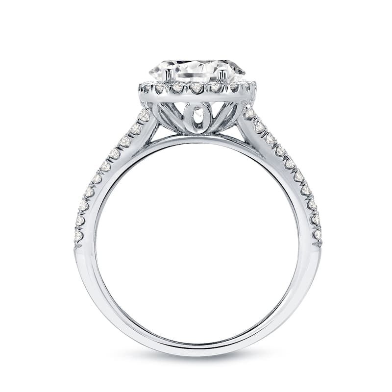 14k Gold Round 1 1/3ct TDW Certified Diamond Halo Engagement Ring by Auriya
