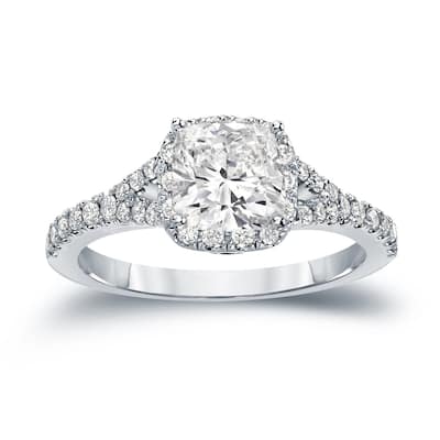 Auriya Cushion-Cut 1 1/2ctw Halo Diamond Engagement Ring 14k Gold
