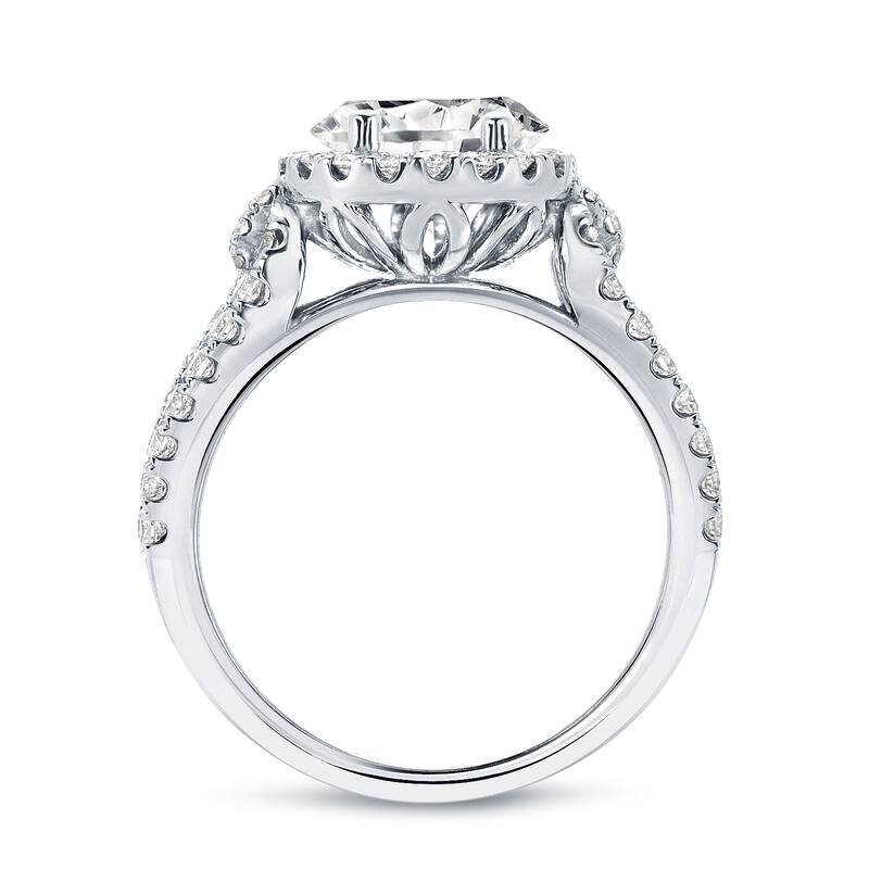 14k Gold Round 1 1/2ct TDW Certified Diamond Halo Engagement Ring by Auriya