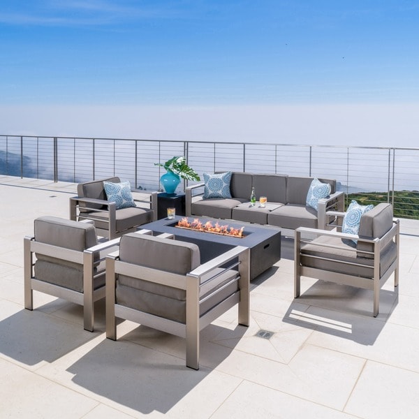 aluminum patio set with fire pit