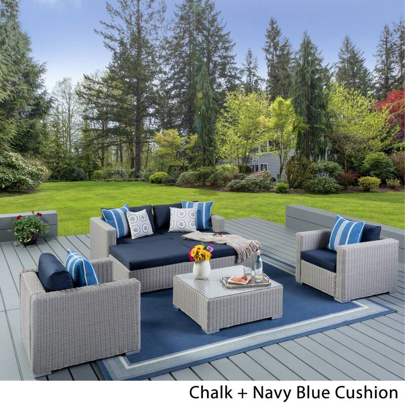 Santa Rosa Outdoor 7-piece Wicker Sectional Sofa Set with Cushions by Christopher Knight Home