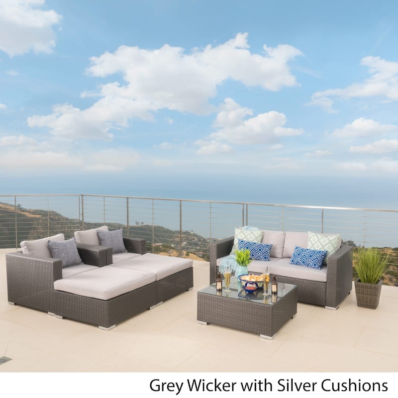 Santa Rosa Outdoor 7-piece Wicker Sectional Sofa Set with Cushions by Christopher Knight Home