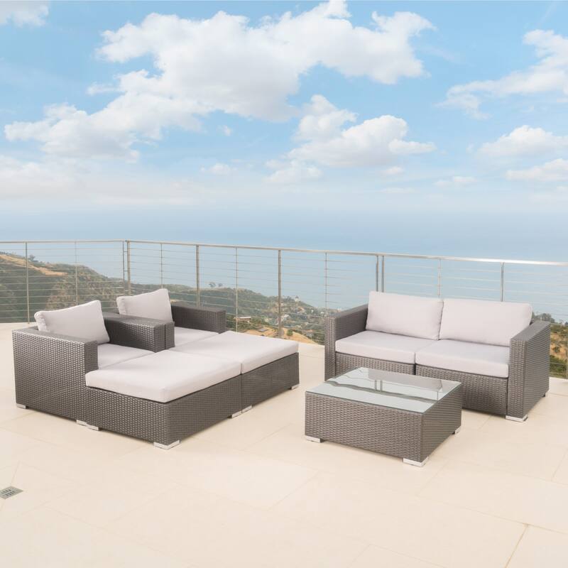 Santa Rosa Outdoor 7-piece Wicker Sectional Sofa Set with Cushions by Christopher Knight Home