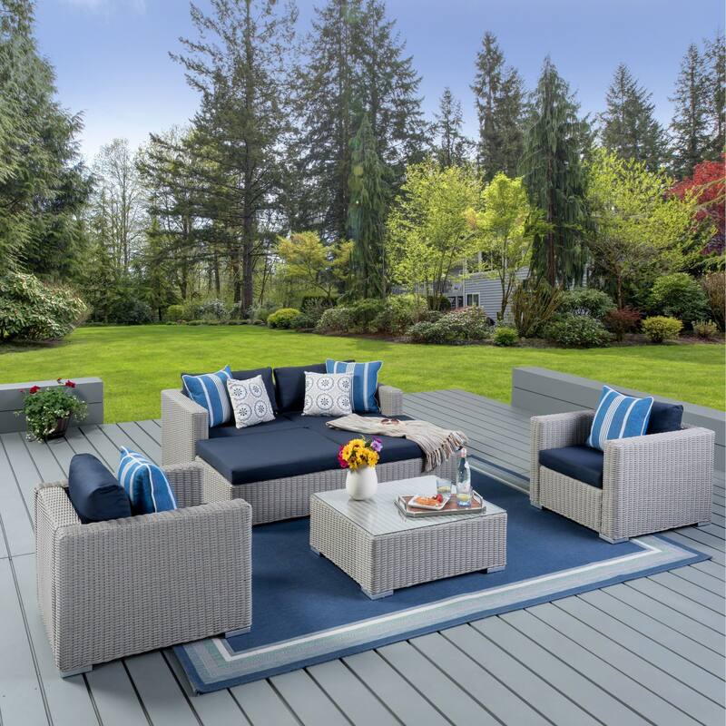 Santa Rosa Outdoor 7-piece Wicker Sectional Sofa Set with Cushions by Christopher Knight Home