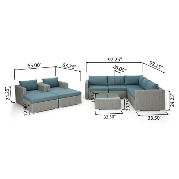 Santa Rosa Outdoor 10piece Wicker Sectional Sofa Set with Cushions by Christopher Knight Home