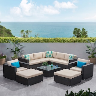 Santa Rosa Outdoor 10-piece Wicker Sectional Sofa Set with Cushions by Christopher Knight Home