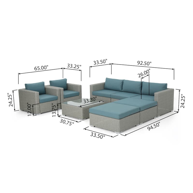 Santa Rosa Outdoor 8-piece Wicker Sectional Sofa Set with Cushions by Christopher Knight Home