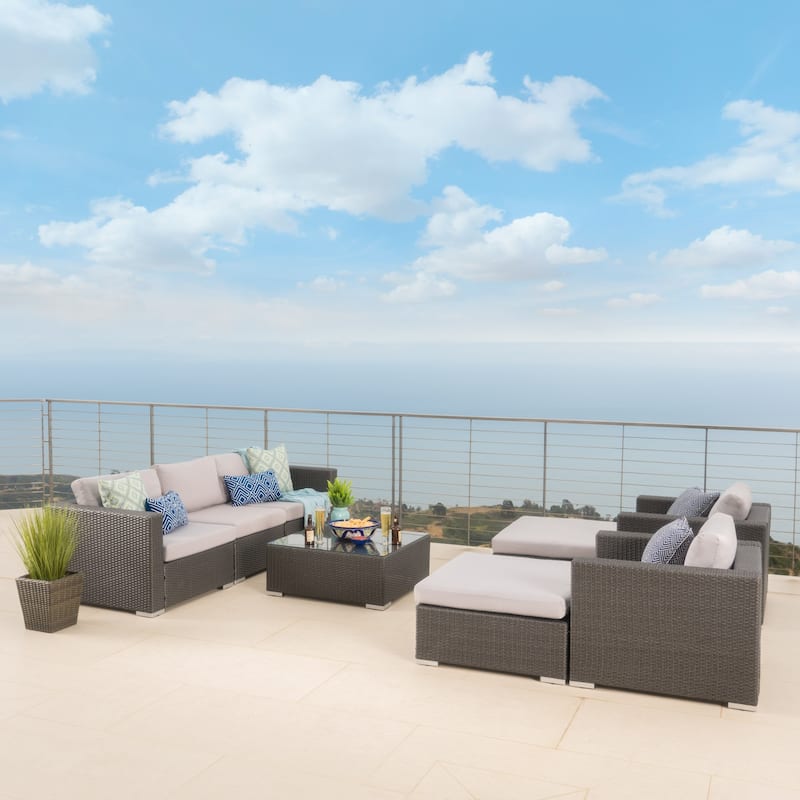 Santa Rosa Outdoor 8-piece Wicker Sectional Sofa Set with Cushions by Christopher Knight Home