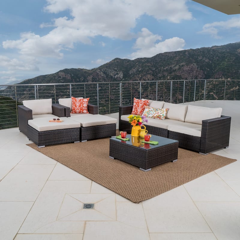 Santa Rosa Outdoor 8-piece Wicker Sectional Sofa Set with Cushions by Christopher Knight Home