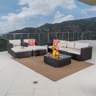 Santa Rosa Outdoor 8-piece Wicker Sectional Sofa Set with Cushions by Christopher Knight Home