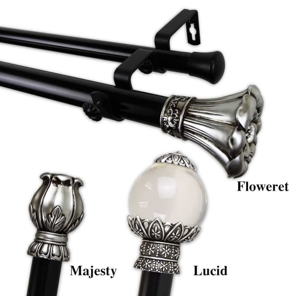 InStyleDesign 1-inch Two Tone Blossom Collection Double Curtain Rod