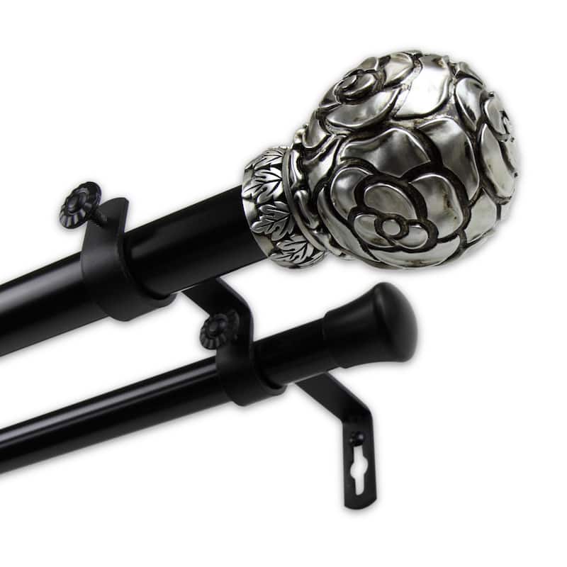 InStyleDesign 1-inch Two Tone Royalty Collection Double Curtain Rod - 28 to 48 inches - tangle finial