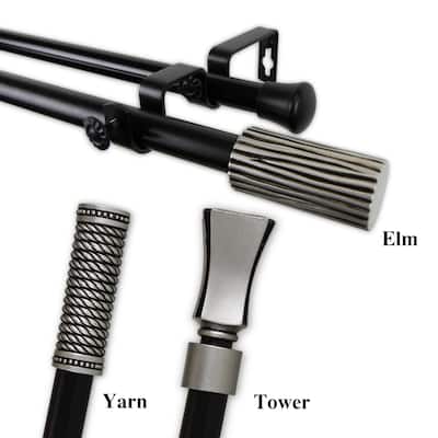 InStyleDesign 13/16" Two Tone Pedestal Collection Double Curtain Rod