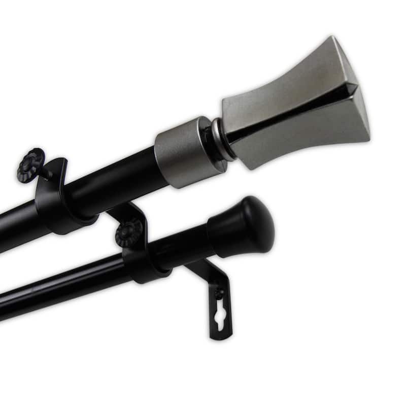 InStyleDesign 13/16" Two Tone Pedestal Collection Double Curtain Rod - 28 to 48 inches - Tower Finial