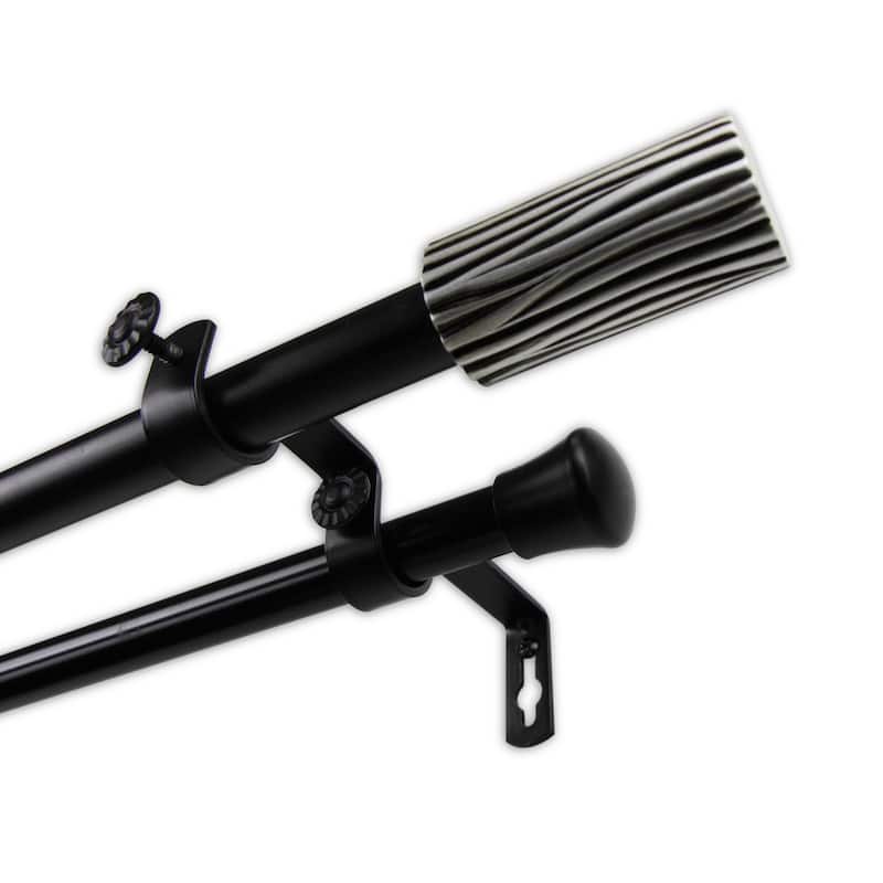 InStyleDesign 13/16" Two Tone Pedestal Collection Double Curtain Rod - 28 to 48 inches - Elm Finial