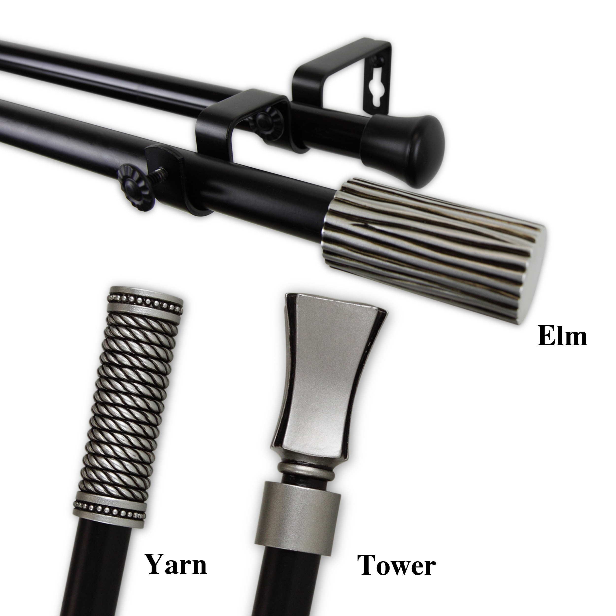 InStyleDesign 13/16" Two Tone Pedestal Collection Double Curtain Rod