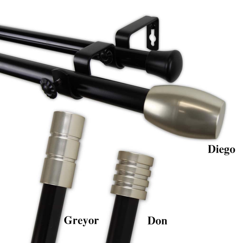 InStyleDesign 13/16" Two Tone Tube Collection Double Curtain Rod