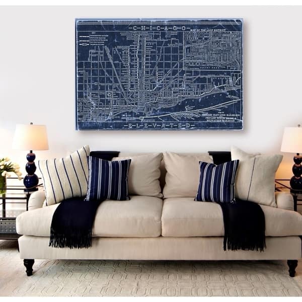 Shop Oliver Gal Chicago Railroad Blueprint Map Maps And Flags