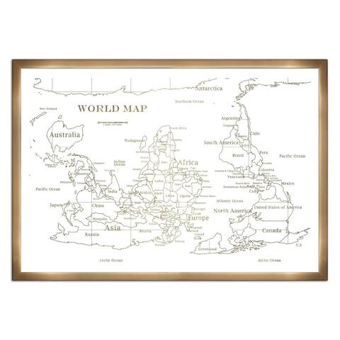Oliver Gal 'Upside-down Map of the World- Gold Metallic'Metallic Art