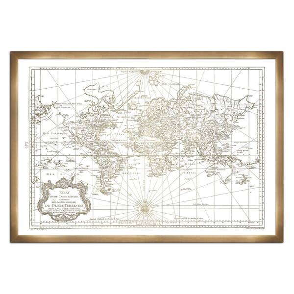 Oliver Gal 'World Map 1778 Gold Metallic'Metallic Art Bed Bath