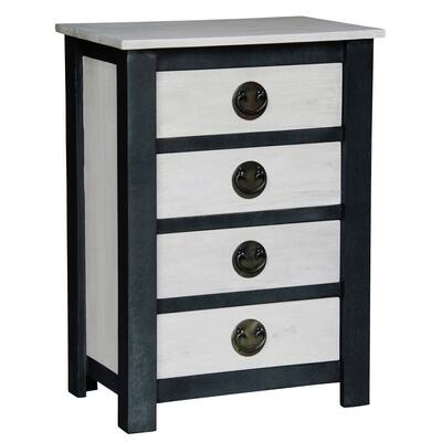Handmade NES Fine Furniture Solid Mahogany Wood Irvine Nightstand / Bedside Table - 32 inches - Black/White (Indonesia)