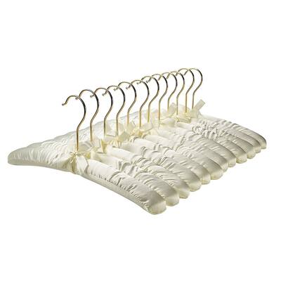 Premium Heavy Duty Thick Satin Padded Hangers Anti Slip - Ivory, Set of 12