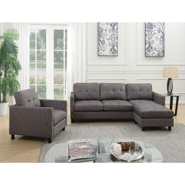 Shop Acme Furniture Ceasar Sectional Sofa & Revisable Ottoman, Gray ...