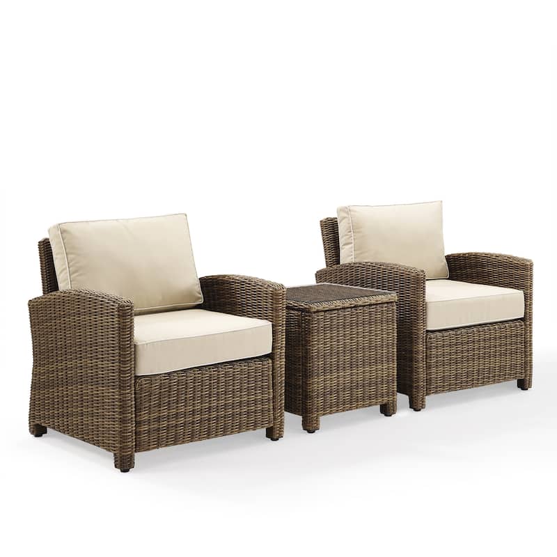 Crosley Bradenton Brown Wicker Sand Cushions Outdoor Conversation Set (Set of 3)