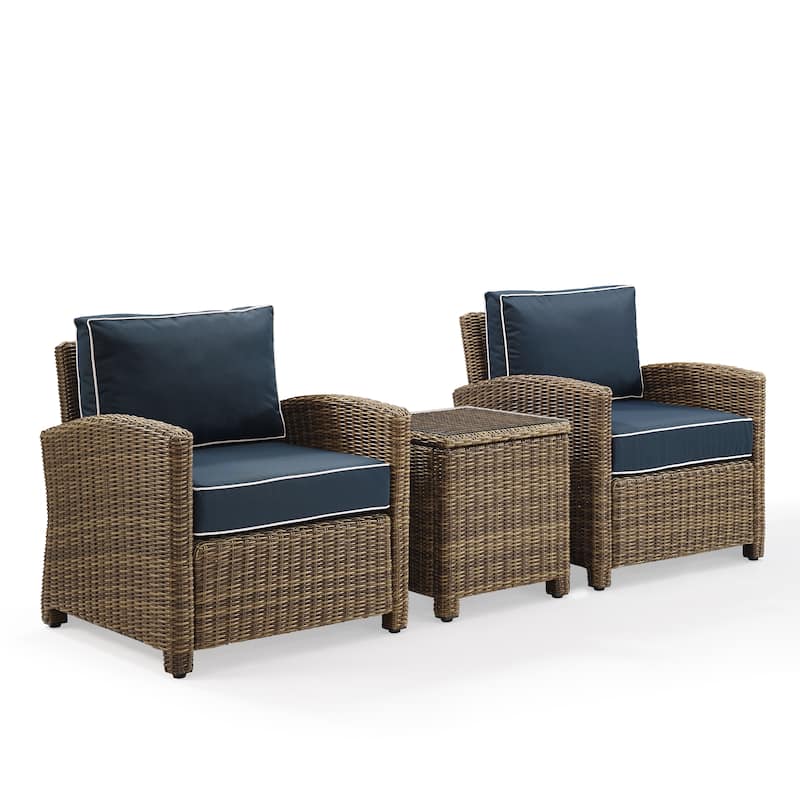 Crosley Bradenton Navy Cushions Wicker Outdoor Conversation Set