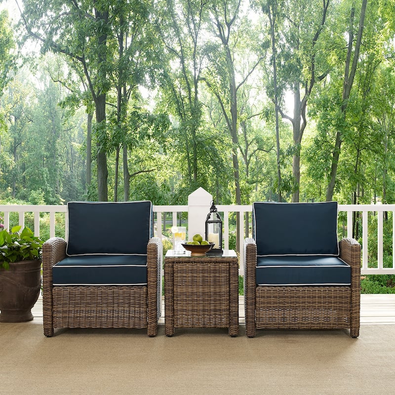 Crosley Bradenton Navy Cushions Wicker Outdoor Conversation Set