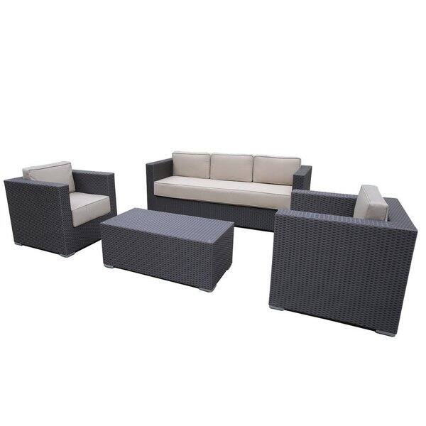 Shop Abba Patio 4 Pcs Outdoor Brown Wicker Patio Furniture Set Garden Lawn Sofa With Cushioned Seat Overstock 15220720